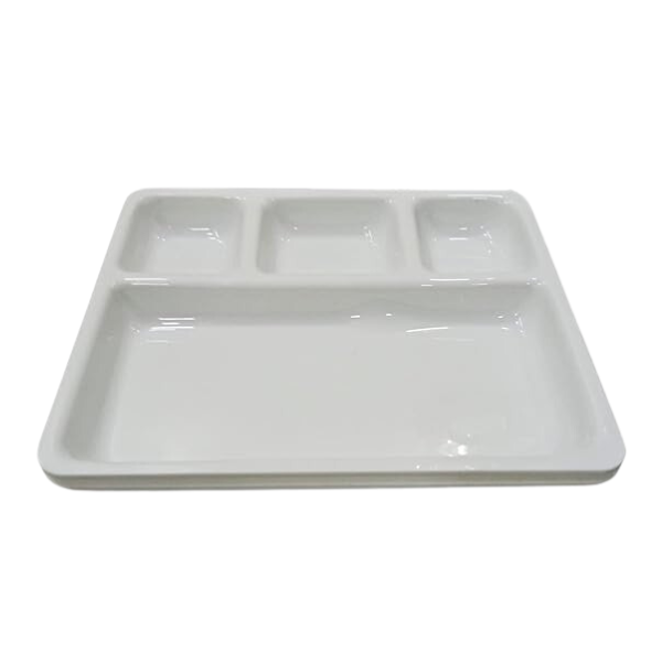 WELLMORA Lunch Plates,Dinner Plates Thali || Full Length Lunch Thali Multicolor Plate Set of 2 (White) ARTICLE NO HKPPDPD1M