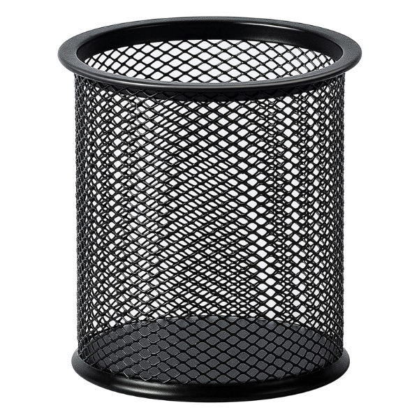 Aeronote Cylendrical Black Mesh Metal Desk Pen, Pencil and Other Stationery Organiser Holder, Use at Office, School and Home Pack of 1 ARTICLE NO STCSOHD1M