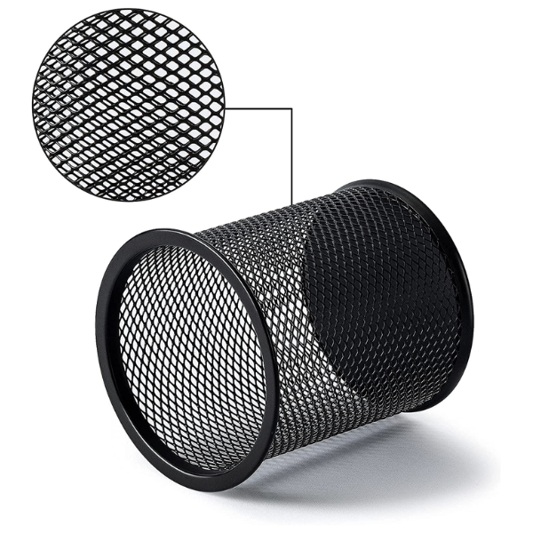 Aeronote Cylendrical Black Mesh Metal Desk Pen, Pencil and Other Stationery Organiser Holder, Use at Office, School and Home Pack of 1 ARTICLE NO STCSOHD1M