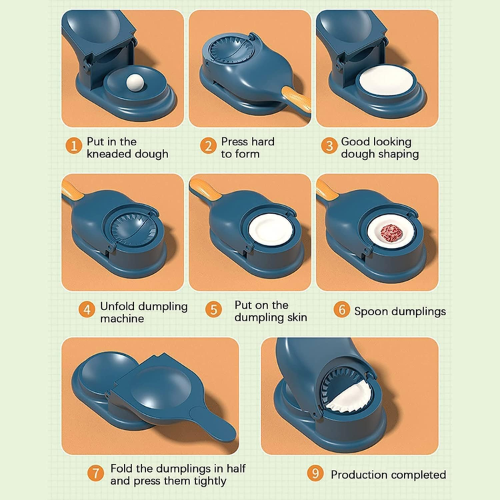 WELLMORA 2-in-1 Dumpling Maker,Puri Maker Momo Maker,ghughra Maker, Gujiya Maker Machine, Momos Maker Machine,Gujiya Mould - Skin Press Mould for Ghughra with Dumpling Puri Maker ARTICLE NO HKPRKTMDPWD2M