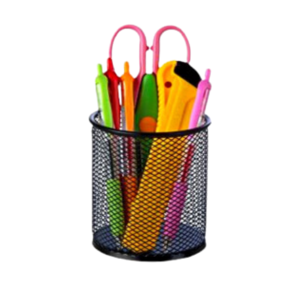 Aeronote Cylendrical Black Mesh Metal Desk Pen, Pencil and Other Stationery Organiser Holder, Use at Office, School and Home Pack of 1 ARTICLE NO STCSOHD1M