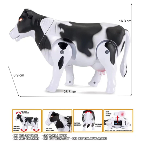 SOLO CITY Electric Walking Milk Cow Toy Realistic Simulation Cow Figure for Kids and Toddlers Battery Operated Funny Cow ARTICLE NO TYEWMCD1M