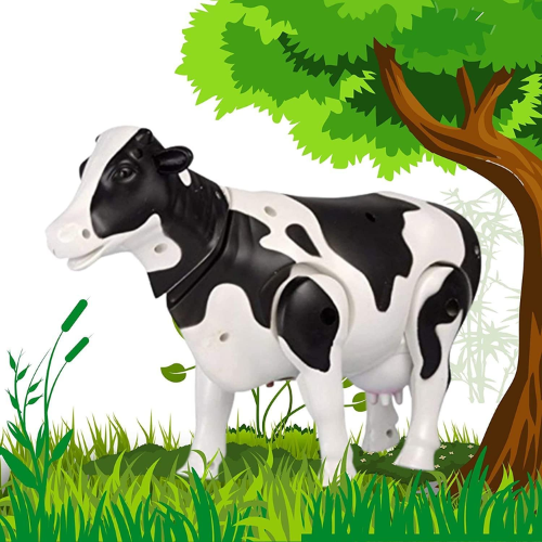 SOLO CITY Electric Walking Milk Cow Toy Realistic Simulation Cow Figure for Kids and Toddlers Battery Operated Funny Cow ARTICLE NO TYEWMCD1M