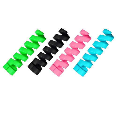 RAY VISION Multicoloured Protection Spiral Cable & Wire Protectors Spring Wire for All Wired Accessories for USB Charger, Data Cable, Earphone, Elastic Cord Saver|Android|iPhone|Laptops|Pack of 1|4 Pcs ARTICLE NO MACPTD1M