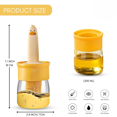 WELLMORA Premium Cooking Oil Dispenser Bottle with Silicone Brush 200ML |Oil Bottle for Kitchen Leak-proof Transparent Jar for Cooking, Baking, Grilling & BBQ|Versatile Oil Container with Brush ARTICLE NO HKODTPOBWD2M