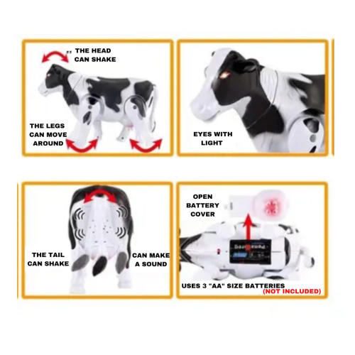 SOLO CITY Electric Walking Milk Cow Toy Realistic Simulation Cow Figure for Kids and Toddlers Battery Operated Funny Cow ARTICLE NO TYEWMCD1M