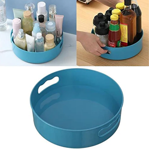 WELLMORA Multi-Purpose 360° Rotating Organizer Tray/Kitchen Organizer/Multi- Function Rotating Tray/Cosmetics Organizer (Blue, Pack of 1, Plastic) ARTICLE NO HKDFTWDOR1M