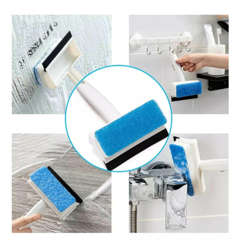 WELLMORA 2-in-1 Glass Wiper & Cleaning Brush Double-Sided Mirror, Tile, and Grout Cleaner for Bathroom and Windows, Car Wash Wiper, Glass Wipes car Glass Wiper ARTICLE NO HKFPHBFCWWD2M