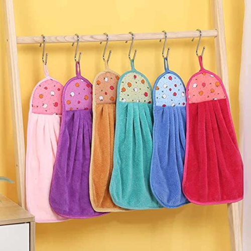 SPRINGSTONE Pack of 1 Microfiber Wash Basin Hanging Hand Kitchen Towel Napkin with Loop ARTICLE NO HFBTSSHD1M