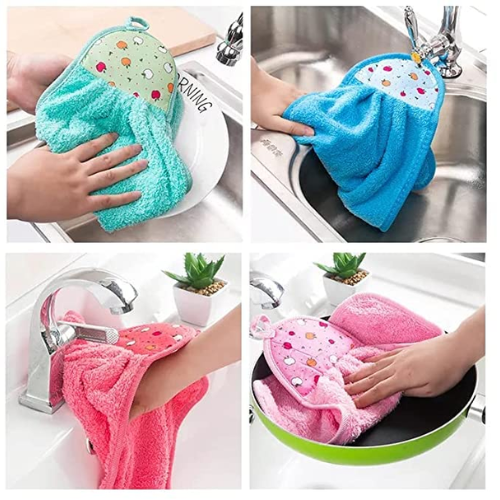 SPRINGSTONE Pack of 1 Microfiber Wash Basin Hanging Hand Kitchen Towel Napkin with Loop ARTICLE NO HFBTSSHD1M
