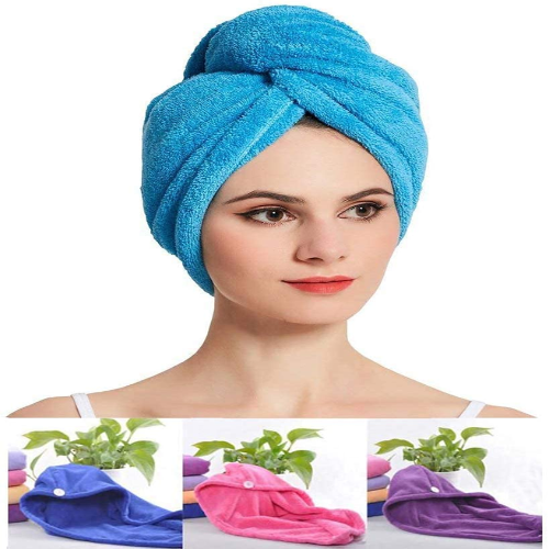 SPRINGSTONE Quick Turban Hair-Drying Absorbent Microfiber Towel/Dry Shower Caps/Bathrobe Hat/Magic Hair Wrap For Women (Multi Color)(Set Of 1) - 1 Tc ARTICLE NO HFBTRSSHD1M