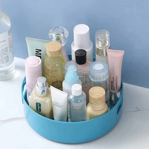 WELLMORA Multi-Purpose 360° Rotating Organizer Tray/Kitchen Organizer/Multi- Function Rotating Tray/Cosmetics Organizer (Blue, Pack of 1, Plastic) ARTICLE NO HKDFTWDOR1M