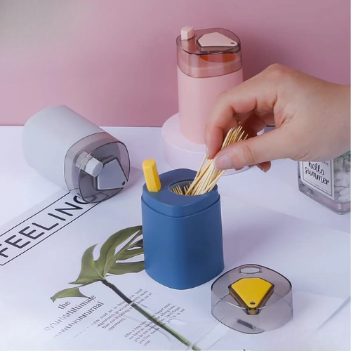 WELLMORA Toothpick Holder Dispenser, Pop-Up Automatic Toothpick Dispenser for Kitchen Restaurant Thickening Toothpicks Container Pocket Novelty, Safe Container Toothpick Storage Box ARTICLE NO HKODTPDOBWD1M