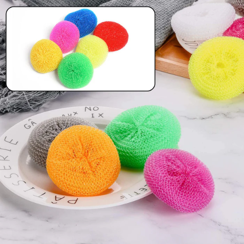 WELLMORA Plastic Scrubber Round Nylon Scrubbers Scrub Sponge (Regular, Pack of 12) ARTICLE NO HKSBBSBD18M