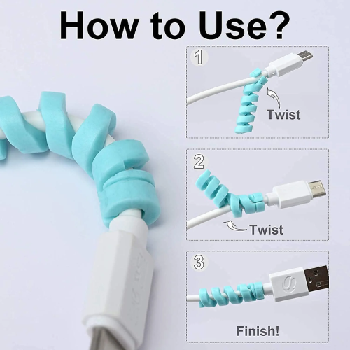 RAY VISION Multicoloured Protection Spiral Cable & Wire Protectors Spring Wire for All Wired Accessories for USB Charger, Data Cable, Earphone, Elastic Cord Saver|Android|iPhone|Laptops|Pack of 1|4 Pcs ARTICLE NO MACPTD1M