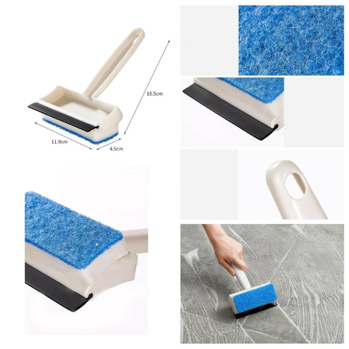 WELLMORA 2-in-1 Glass Wiper & Cleaning Brush Double-Sided Mirror, Tile, and Grout Cleaner for Bathroom and Windows, Car Wash Wiper, Glass Wipes car Glass Wiper ARTICLE NO HKFPHBFCWWD2M