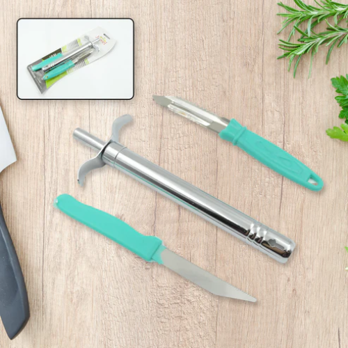 DURKIN 3 in 1 Kitchen Combo Kitchen Lighter, Stainless Steel Knife and Peeler ARTICLE NO HTGLED1M