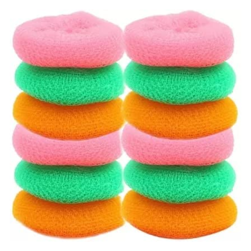 WELLMORA Plastic Scrubber Round Nylon Scrubbers Scrub Sponge (Regular, Pack of 12) ARTICLE NO HKSBBSBD18M