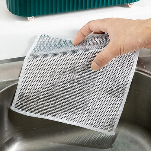 WELLMORA One-Sided Multipurpose Microfiber Cloths with Scrubber: The Ultimate Cleaning Companion19x19cm (5 Pcs.) ARTICLE NO HKSBBSBD19M