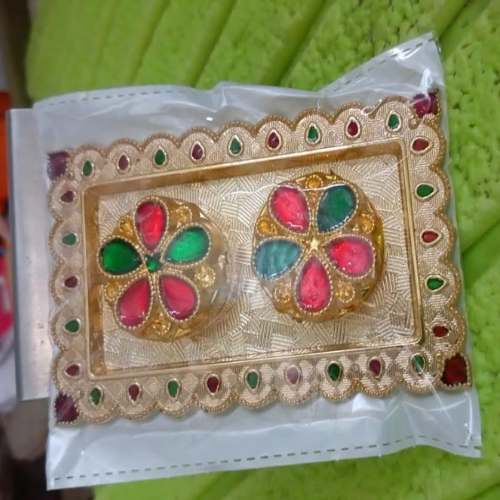 WELLMORA Tray Shape Special Puja Thali (1 Pc/Mix Design) ARTICLE NO HKSSBPTID2M