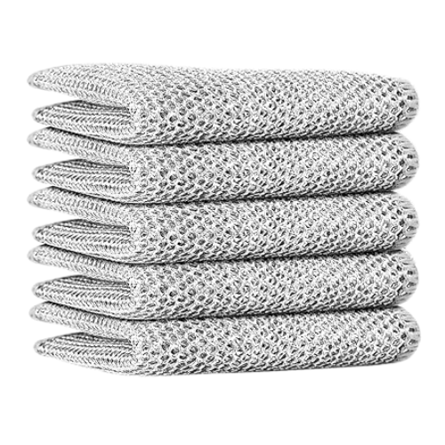 WELLMORA One-Sided Multipurpose Microfiber Cloths with Scrubber: The Ultimate Cleaning Companion19x19cm (5 Pcs.) ARTICLE NO HKSBBSBD19M