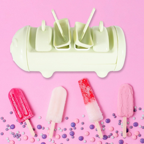 WELLMORA Cartoon Shape Mold ICE Candy, Popsicle Mold ICE, Plastic ICE Candy Maker KULFI Maker MOLDS Set with 4 Cups (1 PC/Multicolor) ARTICLE NO HKDFITWD1M