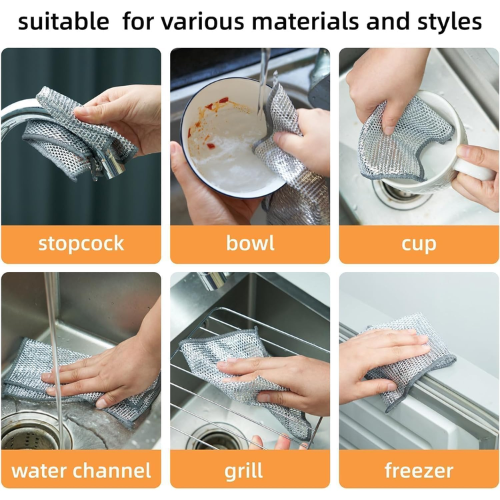 WELLMORA One-Sided Multipurpose Microfiber Cloths with Scrubber: The Ultimate Cleaning Companion19x19cm (5 Pcs.) ARTICLE NO HKSBBSBD19M