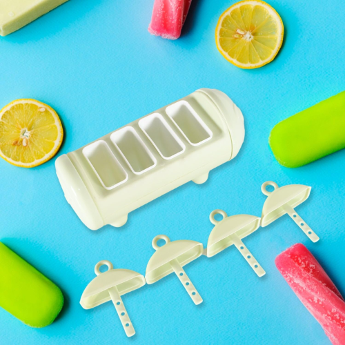 WELLMORA Cartoon Shape Mold ICE Candy, Popsicle Mold ICE, Plastic ICE Candy Maker KULFI Maker MOLDS Set with 4 Cups (1 PC/Multicolor) ARTICLE NO HKDFITWD1M
