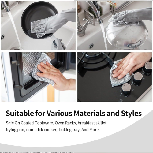 WELLMORA One-Sided Multipurpose Microfiber Cloths with Scrubber: The Ultimate Cleaning Companion19x19cm (5 Pcs.) ARTICLE NO HKSBBSBD19M