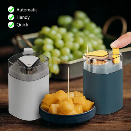 WELLMORA Toothpick Holder Dispenser, Pop-Up Automatic Toothpick Dispenser for Kitchen Restaurant Thickening Toothpicks Container Pocket Novelty, Safe Container Toothpick Storage Box ARTICLE NO HKODTPDOBWD1M
