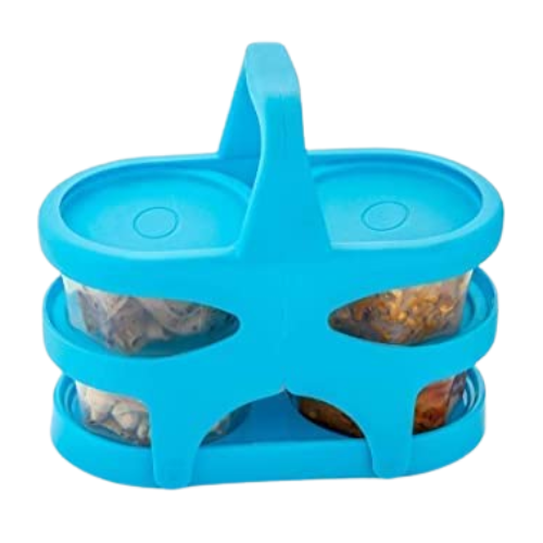 WELLMORA Lunch Box with Attractive Stand - 4 pcs (200 ml Each Container) ARTICLE NO HKSLBWMD2M2