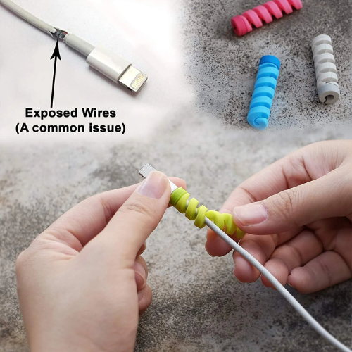 RAY VISION Multicoloured Protection Spiral Cable & Wire Protectors Spring Wire for All Wired Accessories for USB Charger, Data Cable, Earphone, Elastic Cord Saver|Android|iPhone|Laptops|Pack of 1|4 Pcs ARTICLE NO MACPTD1M