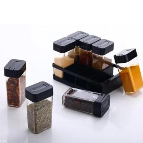 WELLMORA 100 Ml 8 Pcs Sets Airtight Masala Box for Kitchen Spices Storage With Tray - Multi Container Easy Flow Spice Organizer ARTICLE NO HKSPCWD3M