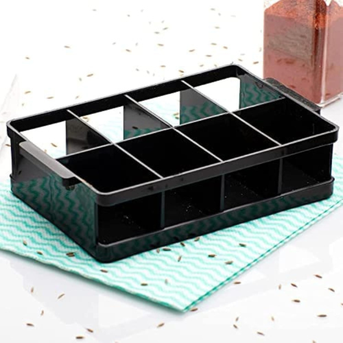 WELLMORA 100 Ml 8 Pcs Sets Airtight Masala Box for Kitchen Spices Storage With Tray - Multi Container Easy Flow Spice Organizer ARTICLE NO HKSPCWD3M