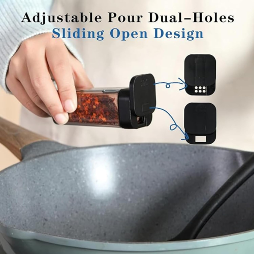 WELLMORA 100 Ml 8 Pcs Sets Airtight Masala Box for Kitchen Spices Storage With Tray - Multi Container Easy Flow Spice Organizer ARTICLE NO HKSPCWD3M