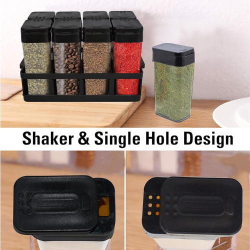 WELLMORA 100 Ml 8 Pcs Sets Airtight Masala Box for Kitchen Spices Storage With Tray - Multi Container Easy Flow Spice Organizer ARTICLE NO HKSPCWD3M