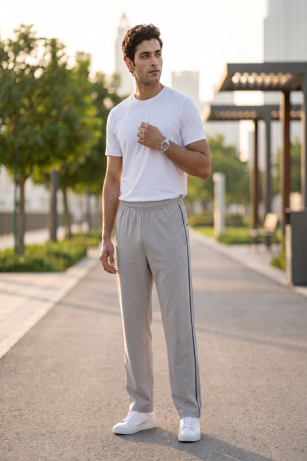 MOON FLY MEN SILVER ATHLETIC TRACK PANTS | REGULAR FIT | SOFT FABRIC | GYM, RUNNING & WALKING