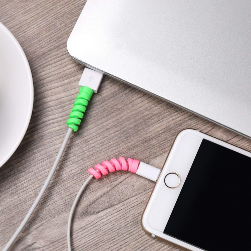RAY VISION Multicoloured Protection Spiral Cable & Wire Protectors Spring Wire for All Wired Accessories for USB Charger, Data Cable, Earphone, Elastic Cord Saver|Android|iPhone|Laptops|Pack of 1|4 Pcs ARTICLE NO MACPTD1M
