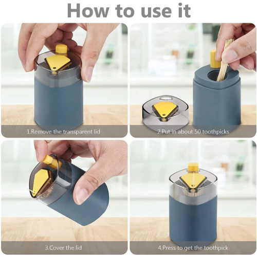 WELLMORA Toothpick Holder Dispenser, Pop-Up Automatic Toothpick Dispenser for Kitchen Restaurant Thickening Toothpicks Container Pocket Novelty, Safe Container Toothpick Storage Box ARTICLE NO HKODTPDOBWD1M