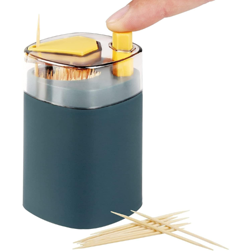 WELLMORA Toothpick Holder Dispenser, Pop-Up Automatic Toothpick Dispenser for Kitchen Restaurant Thickening Toothpicks Container Pocket Novelty, Safe Container Toothpick Storage Box ARTICLE NO HKODTPDOBWD1M