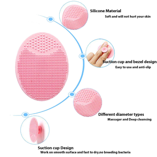 WELLMORA Bath & Facial Cleansing Brush, Soft Silicone Face Scrubber (2 Pc Set) ARTICLE NO HKSBBSBD20M