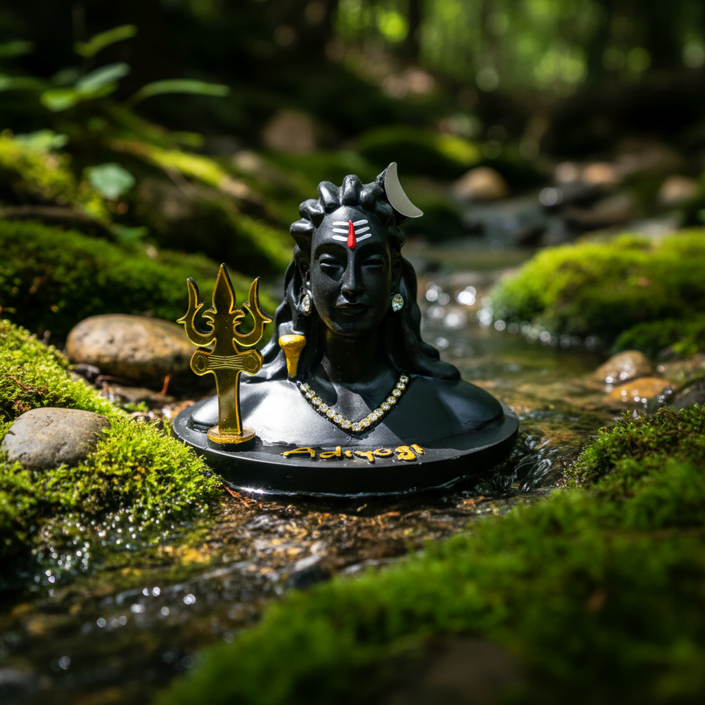 SPRINKLES Adiyogi Shiva Statue for Home Decor – Black Polyresin Idol for Meditation, Office Desk, Car Dashboard | Mahadev Murti Spiritual Gift for Men & Women ARTICLE NO GDLKSJISD5M