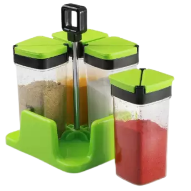 WELLMORA MULTIPURPOSE SPICE CONTAINER 4 PIECES CONDIMENT SET | MASALA BOX FOR KITCHEN - (100ML - EACH JAR) SALT & PEPPER SETARTICLE NO HKSPCWD1M