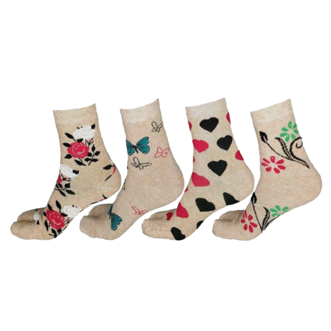 MOON FLY WOMEN PRINTED TOWEL CALF LENGTH SOCKS ARTICLE NO WNSKMFD4M (PACK OF 4)