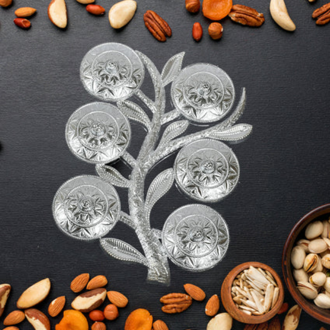 WELLMORA Zoomkha Tree Shape 6Pc Storage Serving Tray Multipurpose Snack And Dry Fruit Serving Tray For Home Use ARTICLE NO HKDFTWD4M
