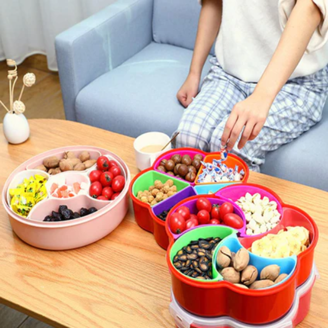WELLMORA 5Compartments Party Food Storage Snack Nuts Box For Peanuts Fruits and Candy Box For Home & Kitchen Use ARTICLE NO HKDFTWD5M