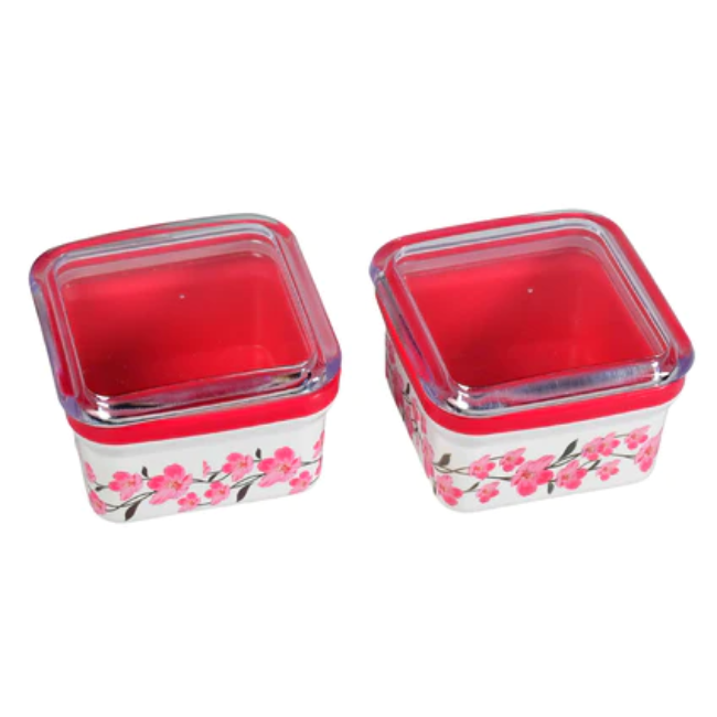 WELLMORA Square Air Tight Container Storage Container , Food Storage Jar For Home & Kitchen Use ( 2 pc ) ARTICLE NO HKDFTWD8M