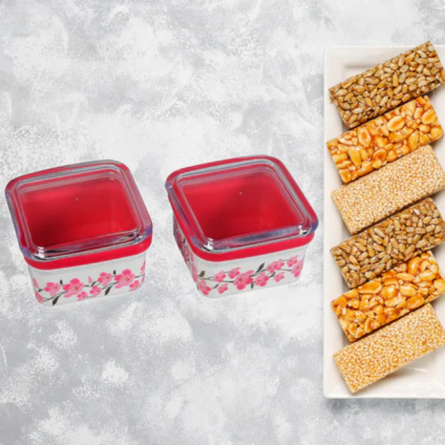 WELLMORA Square Air Tight Container Storage Container , Food Storage Jar For Home & Kitchen Use ( 2 pc ) ARTICLE NO HKDFTWD8M