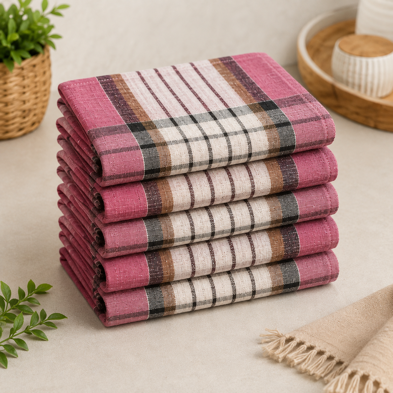 TinyShades Khadi Cotton Dusting Cloth | Handwoven Handmade Cleaning Cloth | Soft, Absorbent & Quick Dry | 18 x 20 Inch | Pack of 6