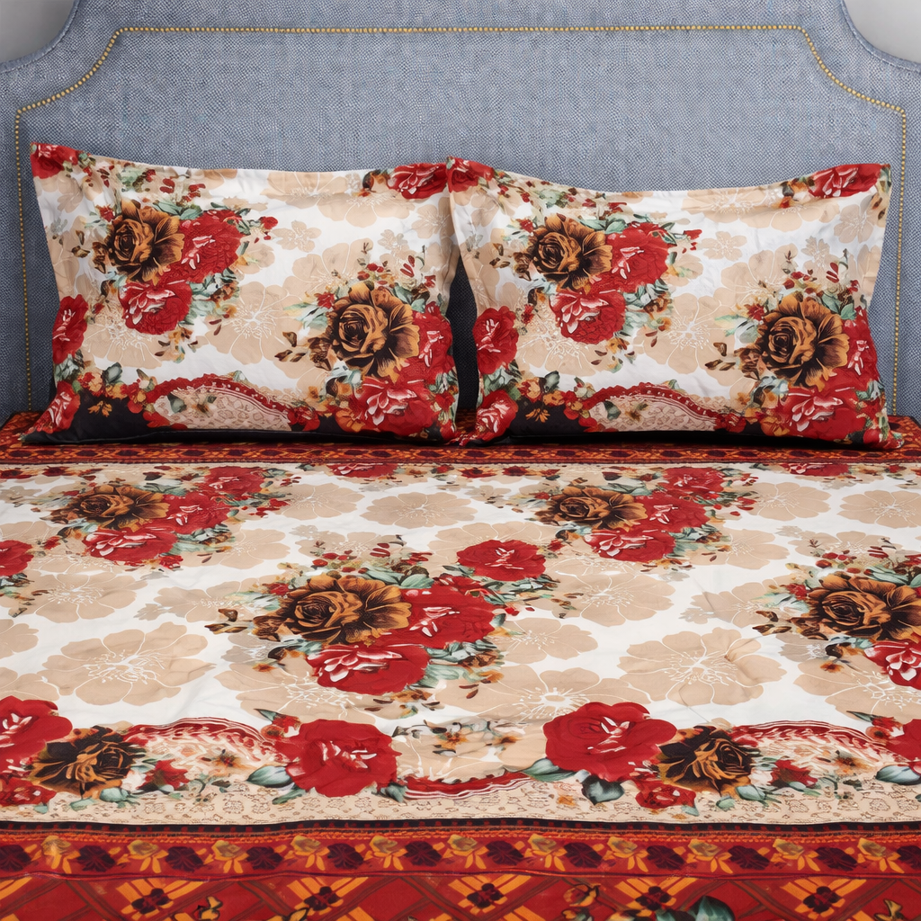 SPRINGSTONE POLYCOTTON DOUBLE PRINTED FLAT BEDSHEET ARTICLE NO HFDBSSD9M